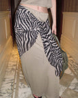 0122STEPLL Sheer Zebra Layered Low-Rise Maxi Skirt Three-Piece Set