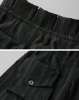 DOINDULGE High-Waist Pleated Pinstripe Wide Leg Trousers