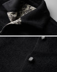 DOINDULGE Fringe-Detail Long Coat with Contrasting Patterned Lining