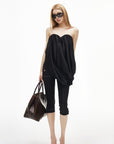IAMXIAA Draped Strapless Bubble Hem Tube Top