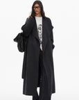 0122stepll Oversized Belted Long Wrap Coat