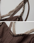 DOINDULGE Braided-Strap Layered Open-Back Maxi Dress