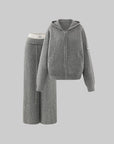 WARDEN EDGE Oversized Knit Hoodie and Wide-Leg Pants Set