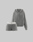 WARDEN EDGE Oversized Knit Hoodie and Wide-Leg Pants Set