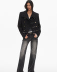 0122stepll High Collar Cropped Military Jacket
