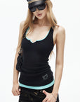 IAMXIAA Angel Logo Ribbed Racerback Tank Top