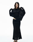 IAMXIAA Asymmetric Off-Shoulder Sheer Knit Top & Maxi Skirt Set