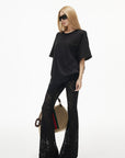 IAMXIAA Rhinestone Logo Lace Hem Oversized T-Shirt