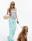 IAMXIAA Mint Script Logo Low-Rise Flared Pants
