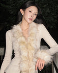 Hydrae Haut cardigan ajusté en maille côtelée avec garniture en peluche