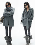 IAMXIAA Belted Ribbed Longline Knit Cardigan