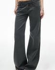 IAMXIAA Jean gris délavé taille basse à jambe large