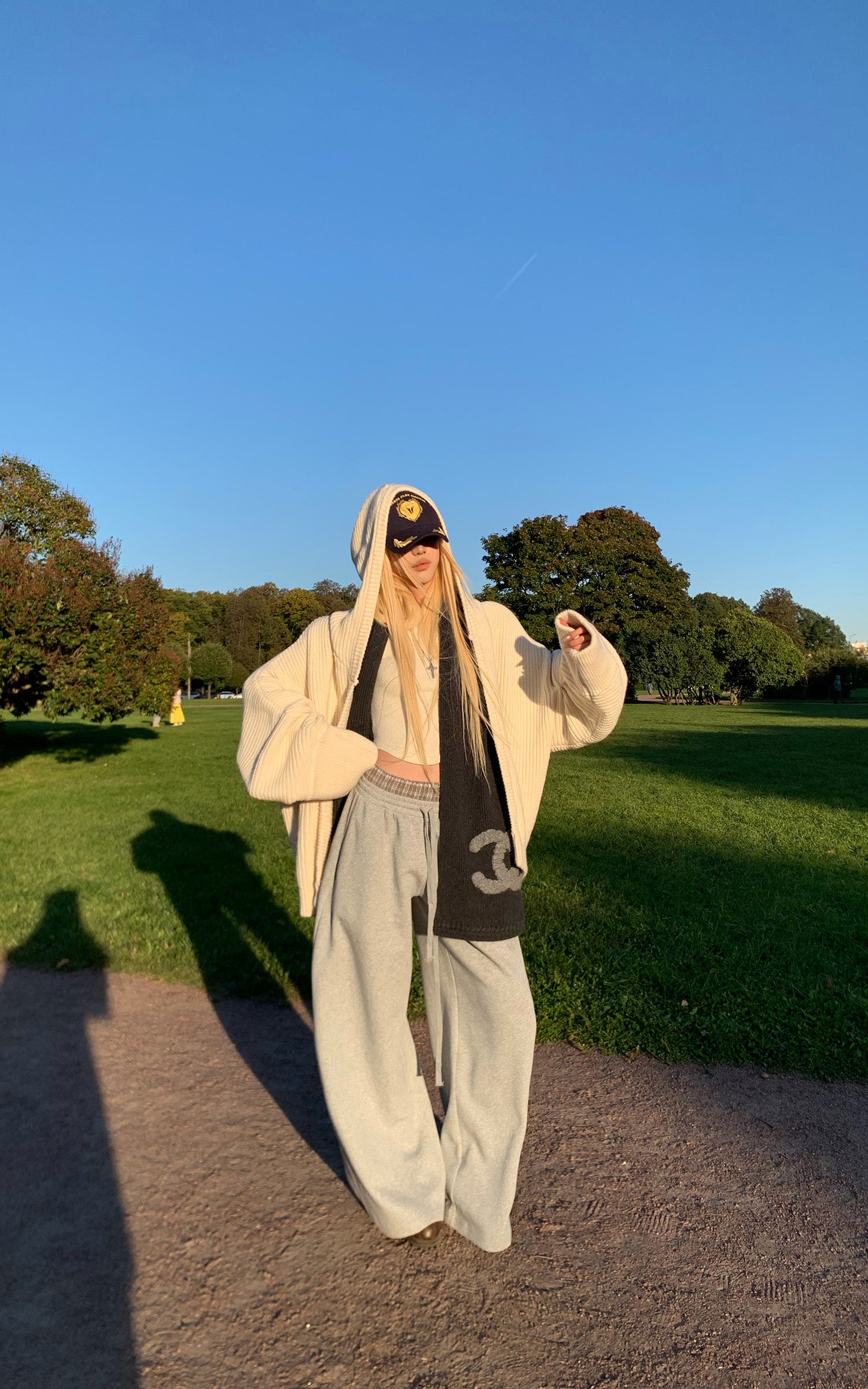 Rase le sol Loose Silhouette Knit Hoodie Cardigan With Lettered Back Detail