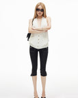 IAMXIAA Contrast Stitch Cropped Skinny Capri Pants