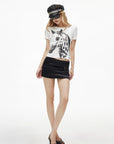IAMXIAA Vintage Horse Graphic Fitted Baby Tee