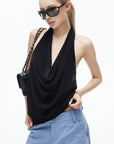 IAMXIAA バックレスドレープハルターニットトップ