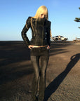 Rase le sol Distressed Patch Flared Denim Pants