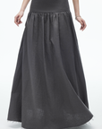 IAMXIAA High-Rise Gathered Maxi Skirt with Raw Hem Detail