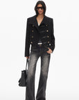 0122stepll High Collar Cropped Military Jacket