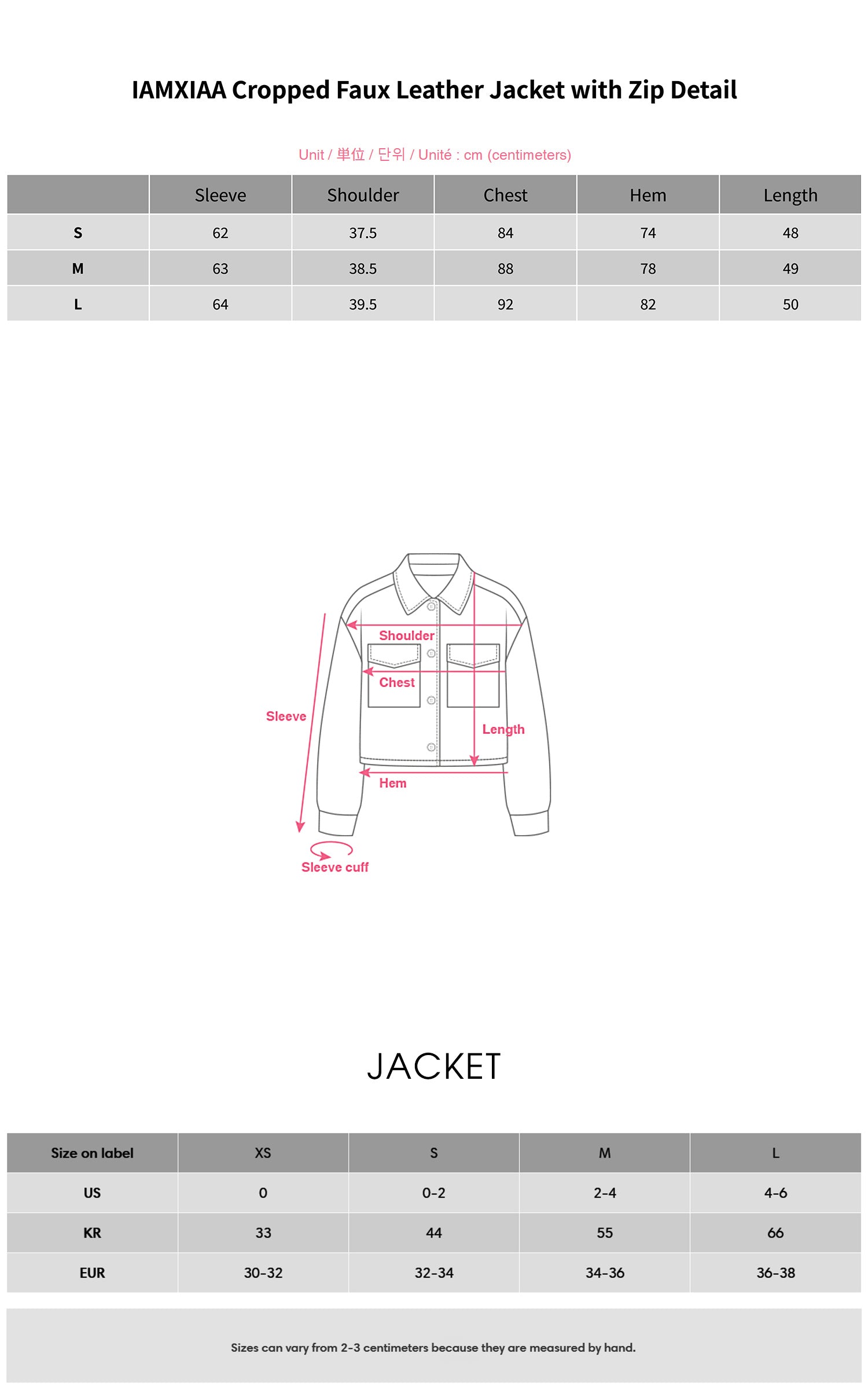 IAMXIAA Cropped Faux Leather Jacket with Zip Detail