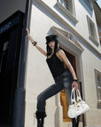 0122stepll Washed Black Flare Denim Pants