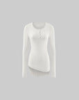 WARDEN EDGE White Fitted Asymmetric Hem T-Shirt
