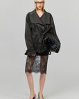 0122stepll Washed Suede Belted Biker Jacket