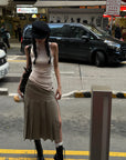 WARDEN EDGE Asymmetrical vest with skirt & pleated skirt set