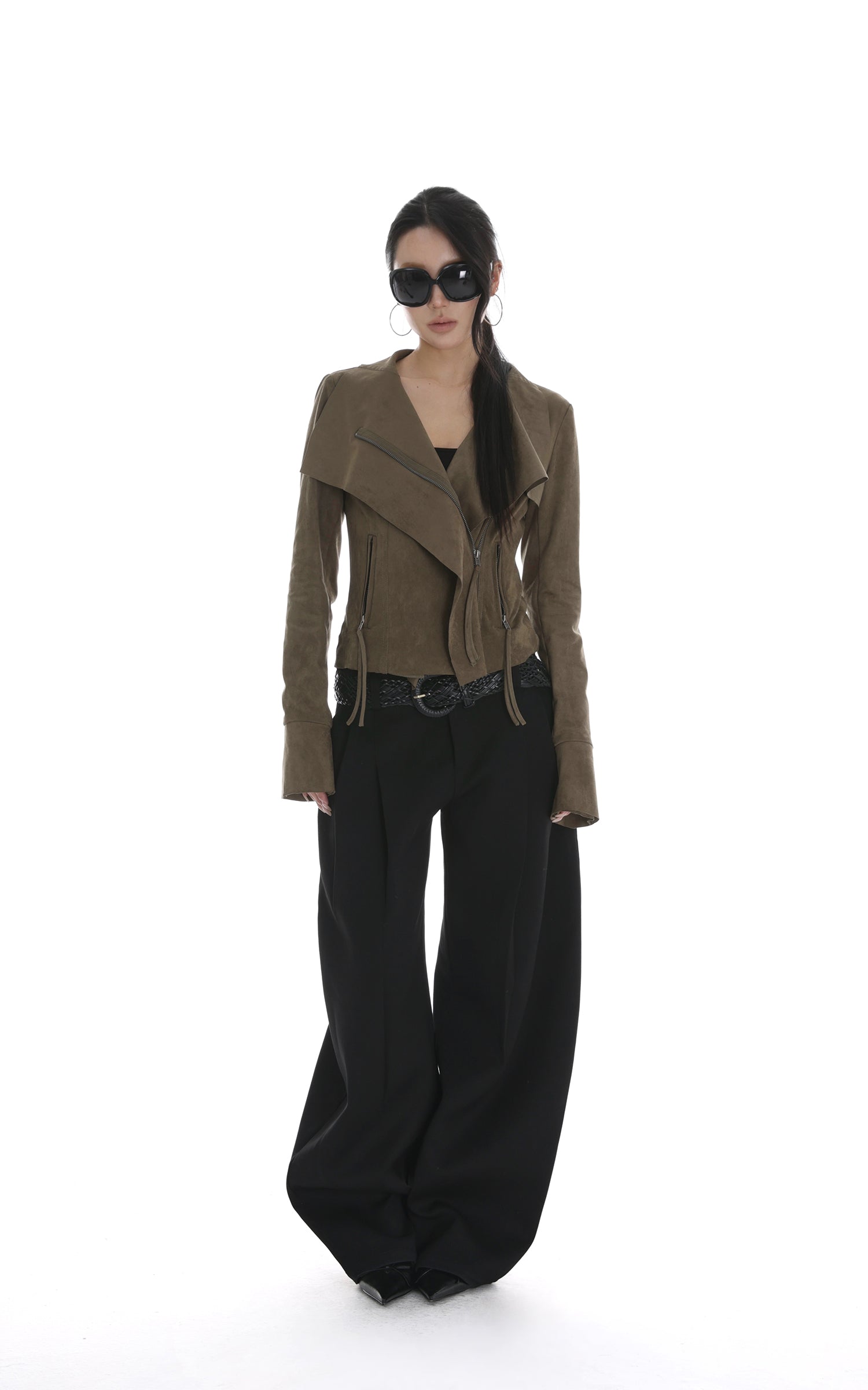 IAMXIAA Cropped Moto Jacket with Asymmetric Zip