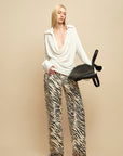 0122stepll Draped Cowl Neck Knit Long Sleeve Top