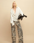 0122stepll Draped Cowl Neck Knit Long Sleeve Top