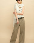 0122stepll Cable Knit Halter Button Vest