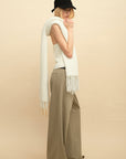 0122stepll Cable Knit Halter Button Vest