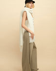 0122stepll Cable Knit Halter Button Vest