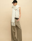 0122stepll Cable Knit Halter Button Vest
