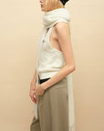 0122stepll Cable Knit Halter Button Vest