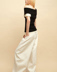 0122stepll Low-Rise Cargo Wide-Leg Denim Pants