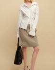0122stepll Belted Bustier Vest & Relaxed Shirt Set