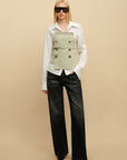 0122stepll Belted Bustier Vest & Relaxed Shirt Set