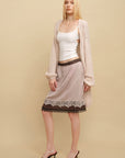 0122stepll Two-Piece Layered Lace Midi Skirt