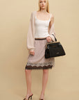 0122stepll Two-Piece Layered Lace Midi Skirt