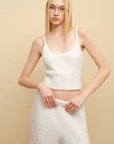 0122stepll Cloud Knit Cardigan, Cami & Wide-Leg Pants Set
