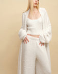 0122stepll Cloud Knit Cardigan, Cami & Wide-Leg Pants Set