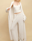 0122stepll Cloud Knit Cardigan, Cami & Wide-Leg Pants Set