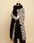 0122stepll Zebra Faux Fur Long Coat