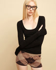 0122stepll Scoop Neck Thumbhole Long Sleeve Top