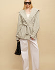 0122stepll Hooded Belted Trench Jacket
