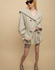 0122stepll Hooded Belted Trench Jacket