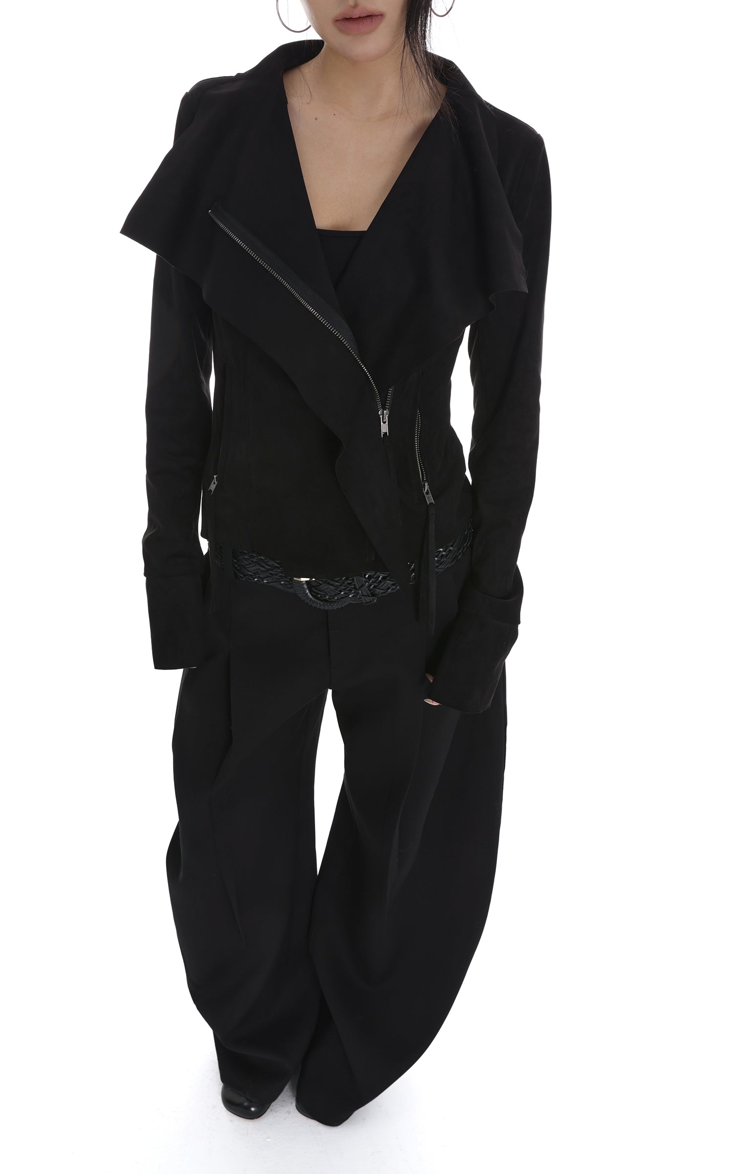 IAMXIAA Cropped Moto Jacket with Asymmetric Zip
