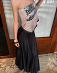 0122stepll Sculpted Asymmetrical Tube Top with Graphic Print